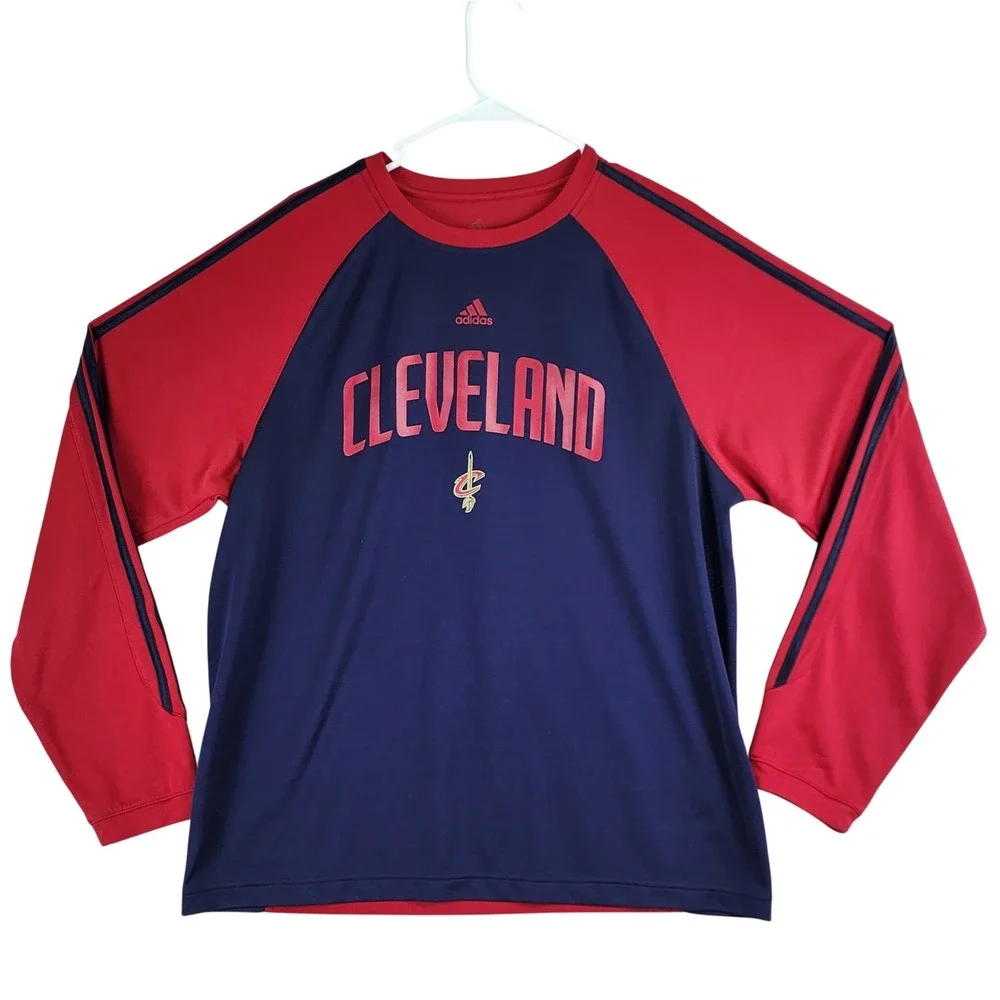 Cleveland Cavaliers Adidas Shirt Mens‎ Large Blue Red NBA Basketball Raglan Tee
